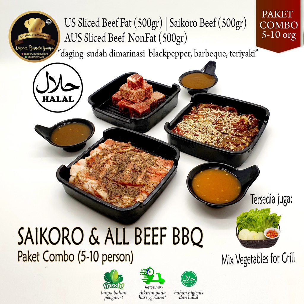 

Paket BBQ / Saikoro / Grill / Yakiniku All Beef Combo 5-10 Orang (Halal Food)