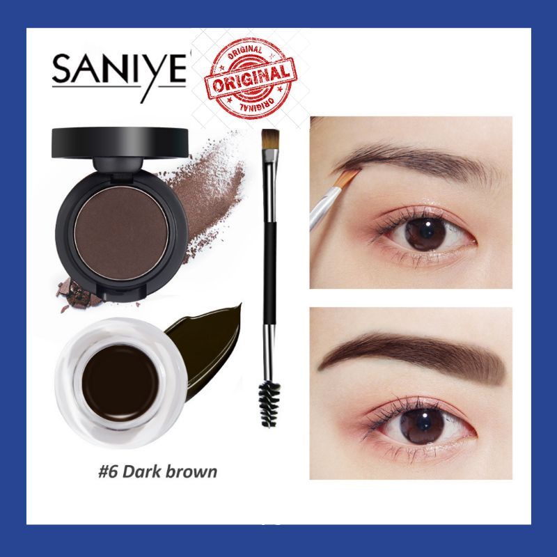 SANIYE 4 in 1 Eyebrow Cream / Eyebrow Powder Double Layer with Brush BPOM