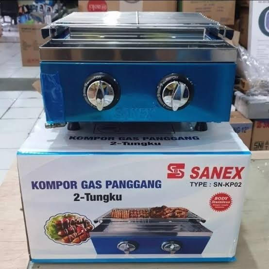 Sanex Kompor Pemanggang SN-KP02 Pemanggang Bakar Sosis 2Tungku Griller