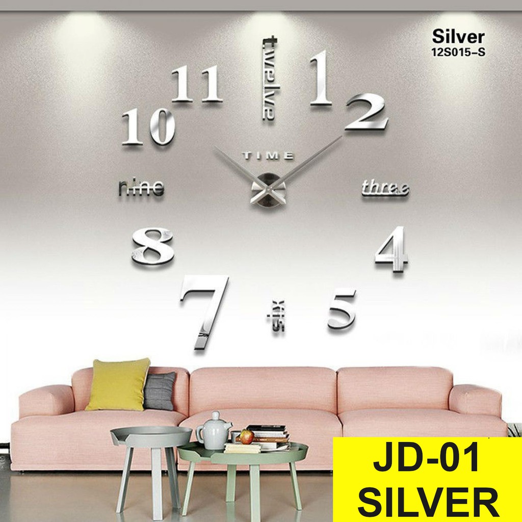 Jam Dinding Besar Unik Giant Wall Clock Diameter 80-130cm-JD-01 Silver (BESAR)