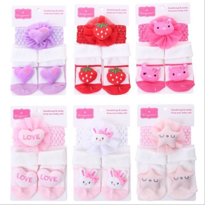 Kaos Kaki Bayi + Bandana Boneka Import 0-12bln