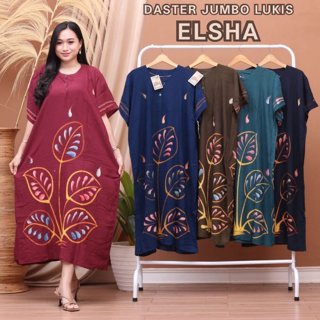 DASTER JUMBO BUSUI CABUTAN ELSHA LD 120 KANCING DEPAN LENGAN PENDEK BAJU TIDUR WANITA BUSUI BUMIL DASTER CEWEK KEKINIAN COD BATIK PEKALONGAN