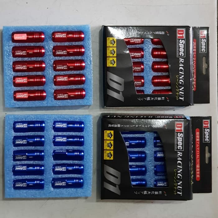 baut VLEG roda racing lugnut mobil TIPE Spec d1 1.5 mm / 1.25 mm MERAH BIRU GOLD SILVER HITAM