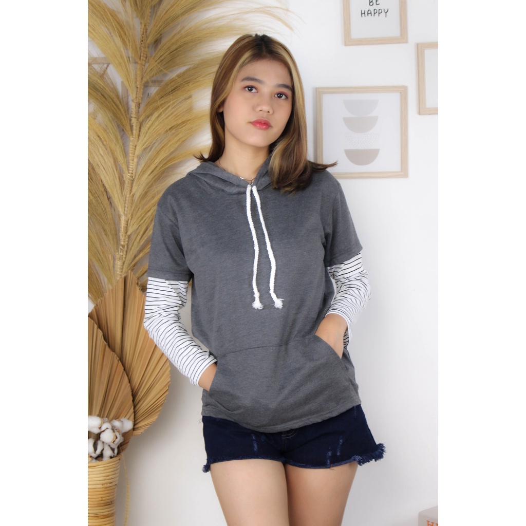 RX FASHION - SABYAN SWEATER HOODIE - SWEATER COMBI SALUR 1L