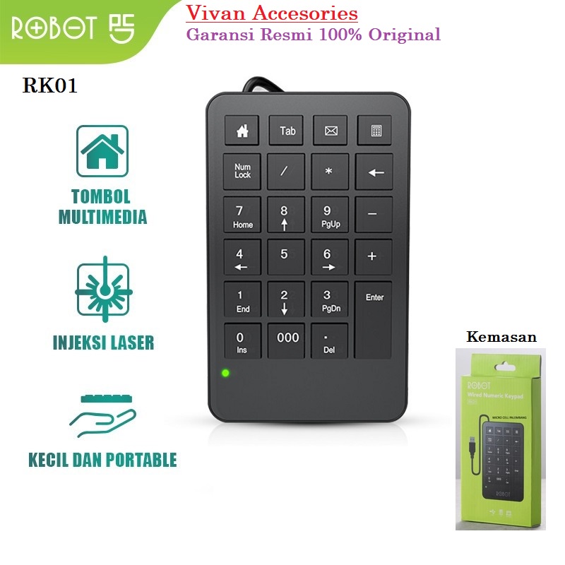 ROBOT RK01 Keyboard Numpad Numeric Keypad Wired USB Numerik Keyboard