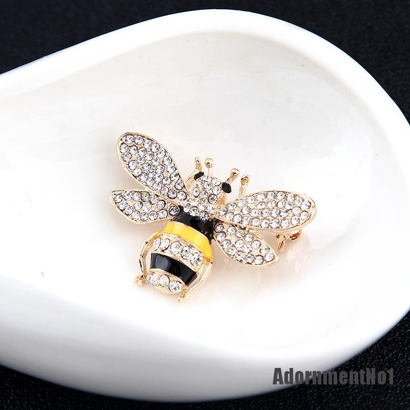 (Adornmentno1) Bros Pin Enamel Desain Lebah Bumblebee Hias Kristal