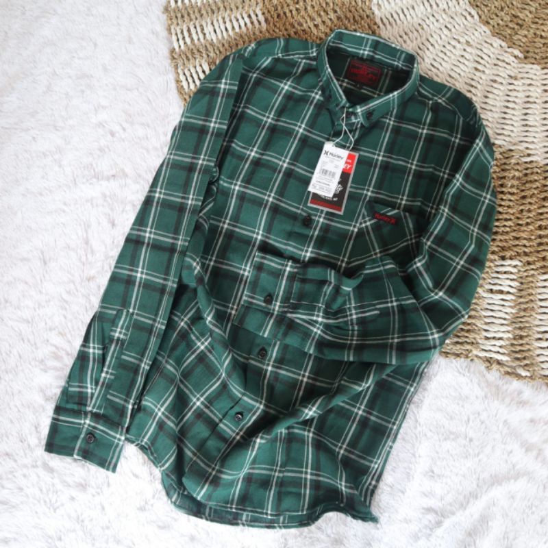 KF0014//BAJU LENGAN PANJANG KEMEJA FLANEL PRIA WARNA HIJAU