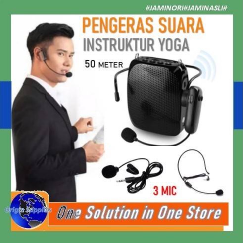 Megaphone Wireless Speaker Pinggang Mikrofon Mic Jepit Bando Yoga