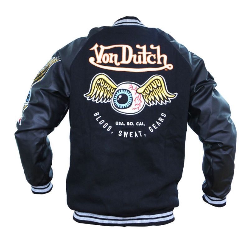 Von Dutch Varsity Leather Jacket - Jaket kulit motor VonDutch BNWT Size M