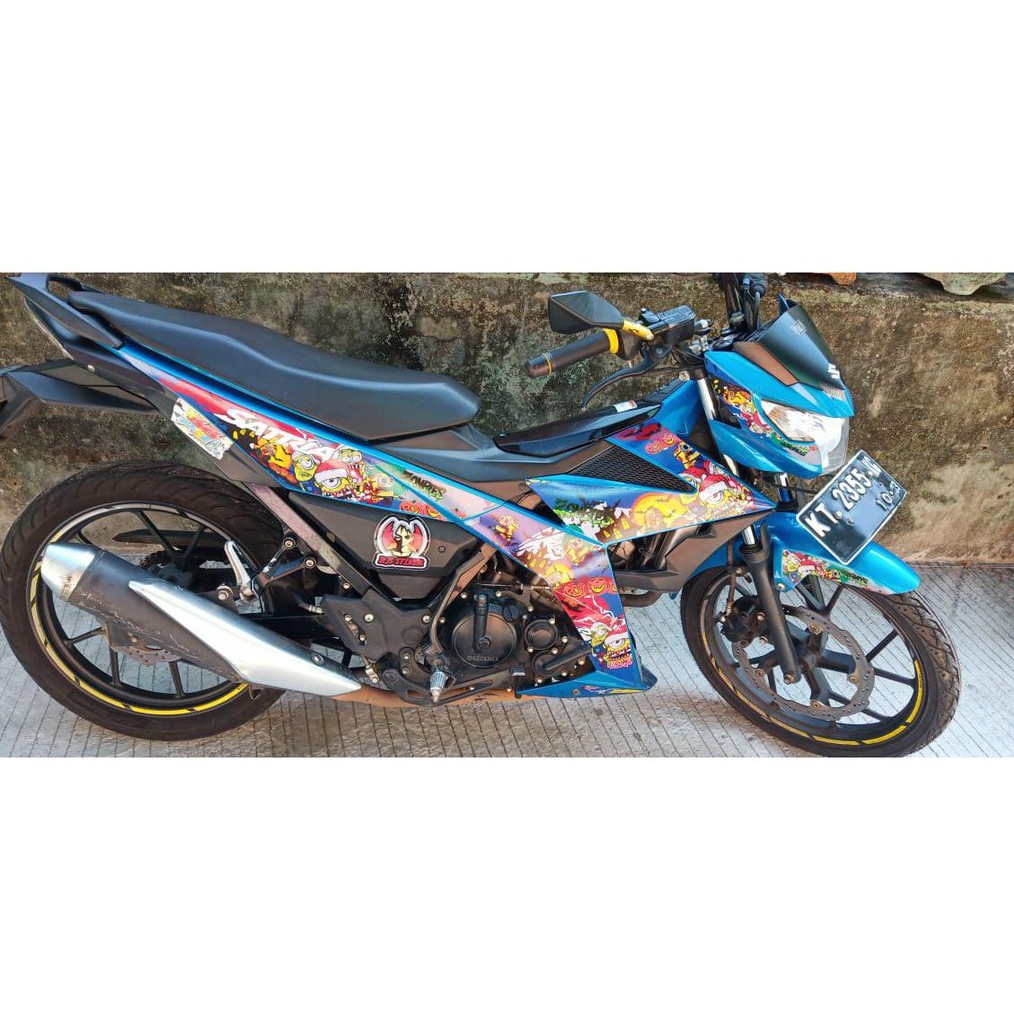 Stiker Striping List Motor Satria Fu Injeksi Motif Minion Zombie