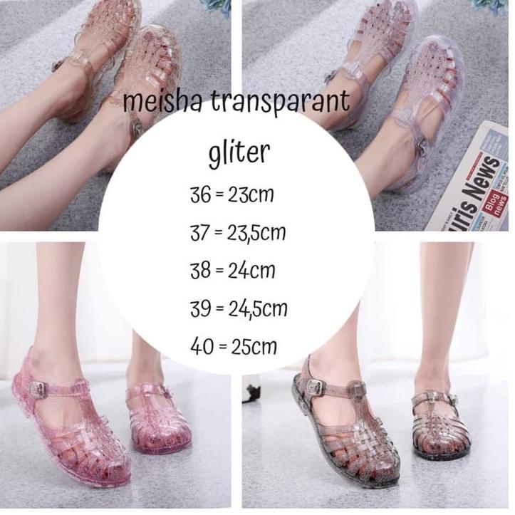 LANGSUNG ATC.. meisha jelly shoes dewasa/ meisha jelly transparant Glitter/ sandal wanita/sandal kar