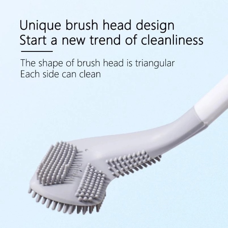 [Soft Rubber Dead-end Toilet Brush with Base] [Removable Long-handled Cleaning Brush with Self-opening and Self-closing Waterproof Base] [Bathtub Cleaning Tool]