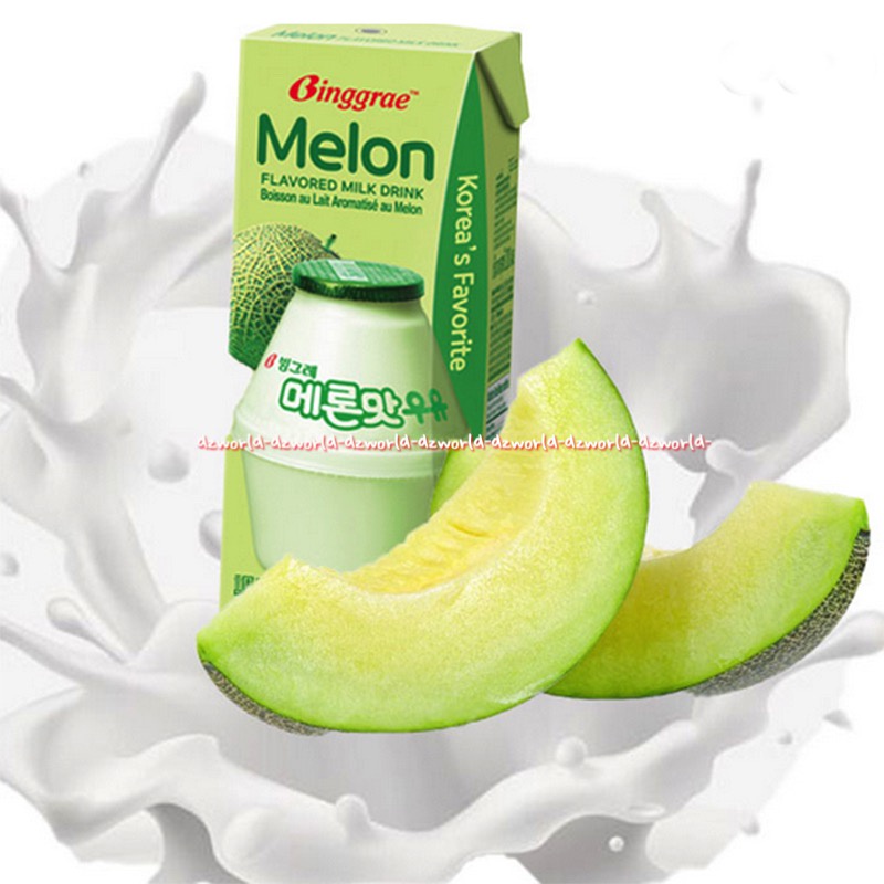 Binggrae Melon Flavoured Milk Drink UHT 200ml Susu Rasa Stroberi Banana Melon Lychee Bingrae Bigrae