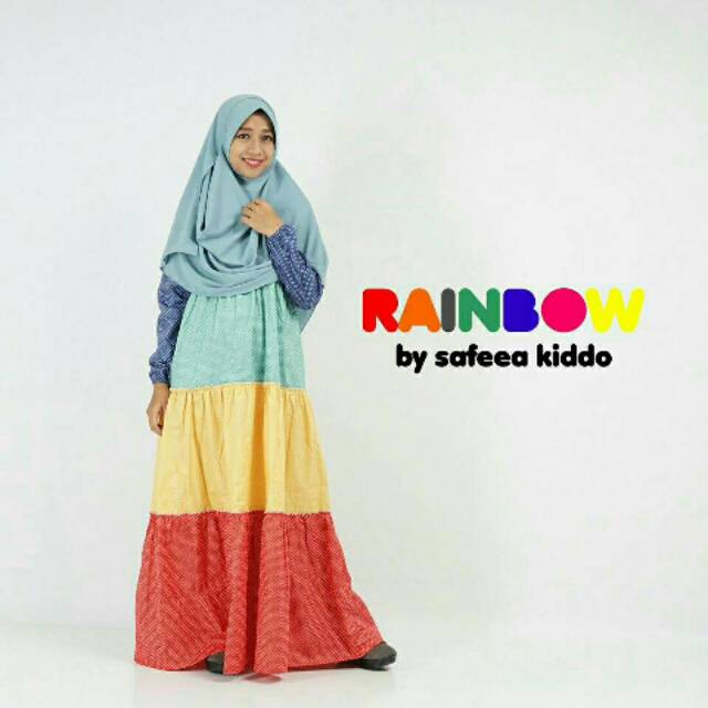 gamis couple/couple ibu dan anak/couple mom and kids/Gamis rainbow safeea kiddo/gamis safeea kiddoi