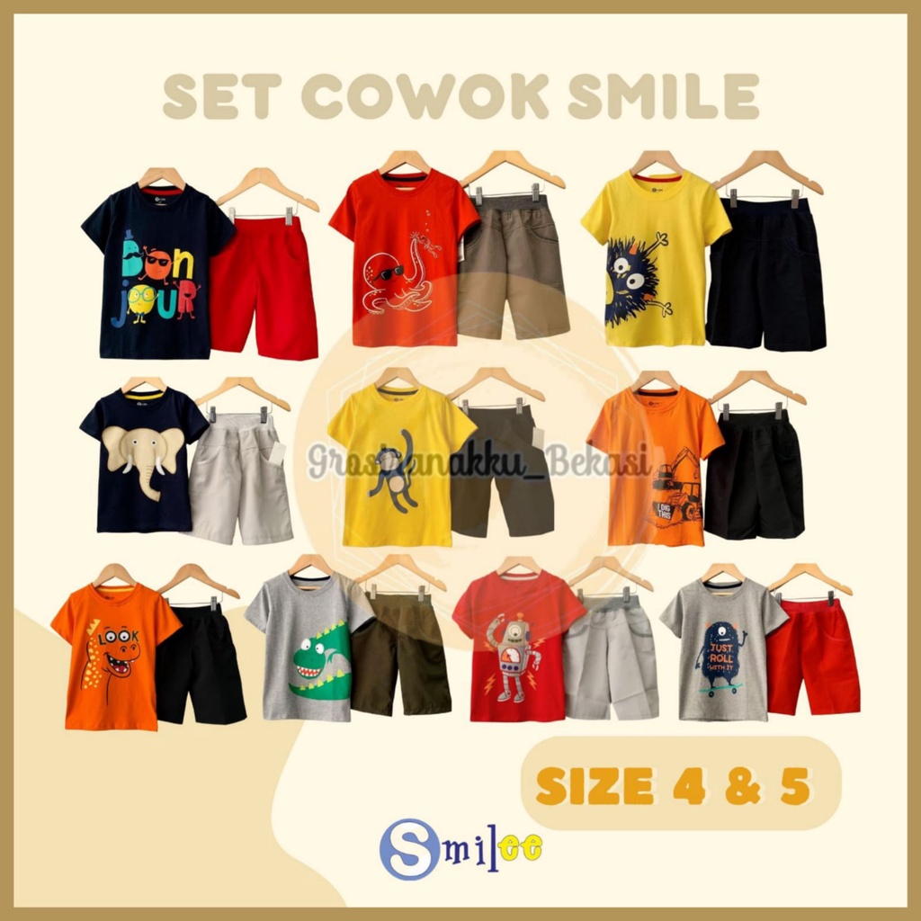 Setelan Anak Smilee Junior Mix Motif Size 4&amp;5Thn Murah