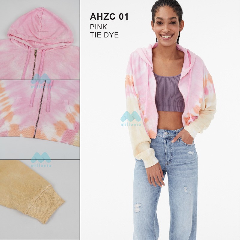 Hoodie Wanita- Oversize Tie dye Full Zipper Crop [AHZC 01]-2