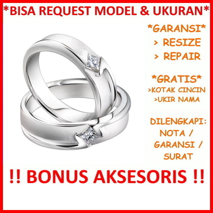 Gratis Ukir Nama Garansi Silver Asli Bisa Pesan Model Cincin Kawin Couple Perak Nikah Tunangan ID505