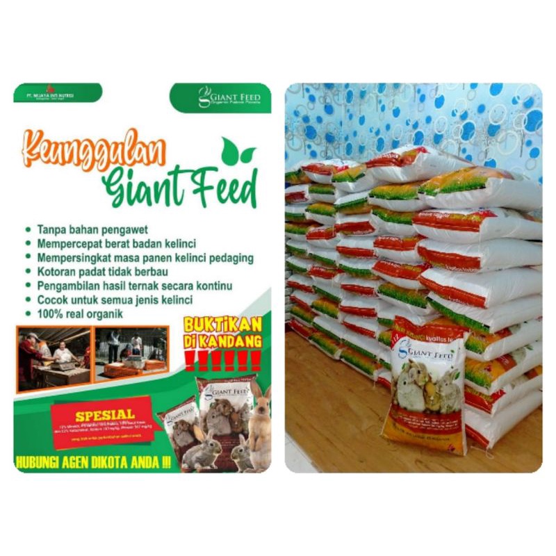 GIANT FEED BERAT 20KG/PAKAN PENGGEMUK KELINCI/PRODUK ORIGINAL/AGEN GIANT FEED