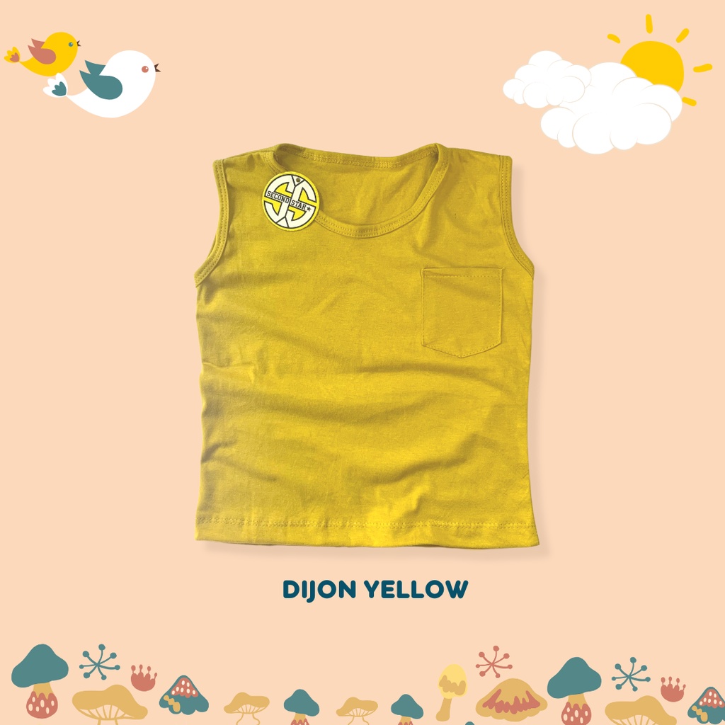 Second Star Baju Kaos Distro Anak Laki laki Perempuan Premium Singlet Anak- Sleveeless Pocket Tees (1-3 Tahun) - AMR170