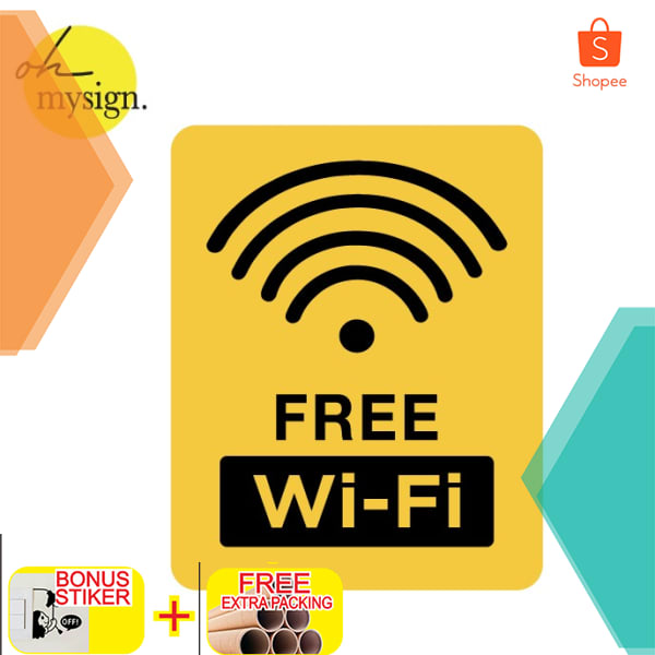 Jual Free Wifi Kuning Sign Board Akrilik Sign Label Wifi Keren Shopee Indonesia