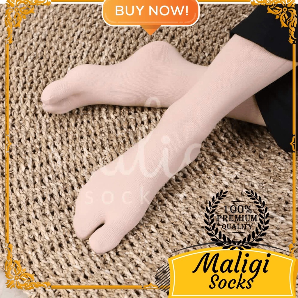 Kaos Kaki Jempol Panjang / Maligisocks / kaos kaki polos/ JL- Cream