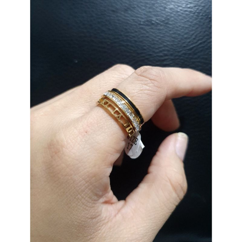 Cincin Titanium Asli Gold isi 3pc Premium Quality Anti karat anti alergi Stainless steel ori Tc01