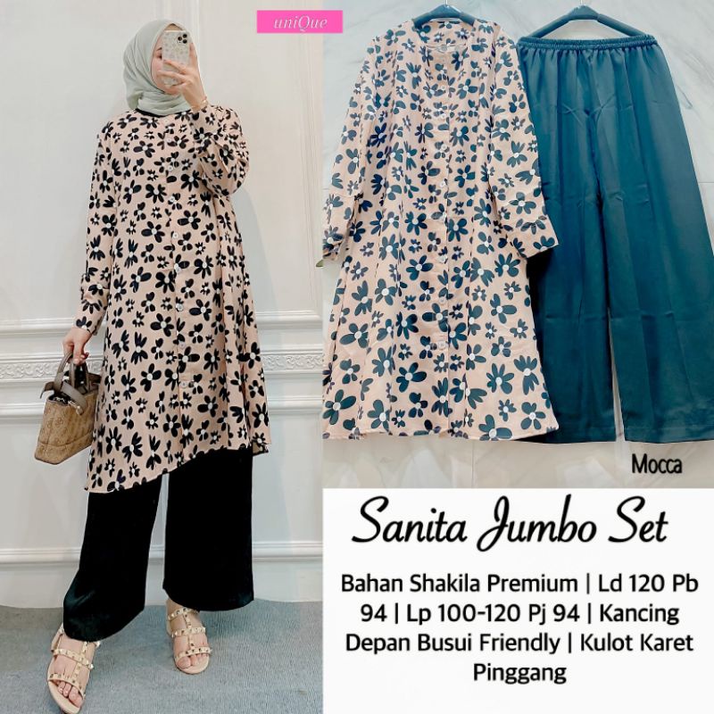 Sanita Jumbo Set Atasan Tunik dan Celana Kulot by Unique