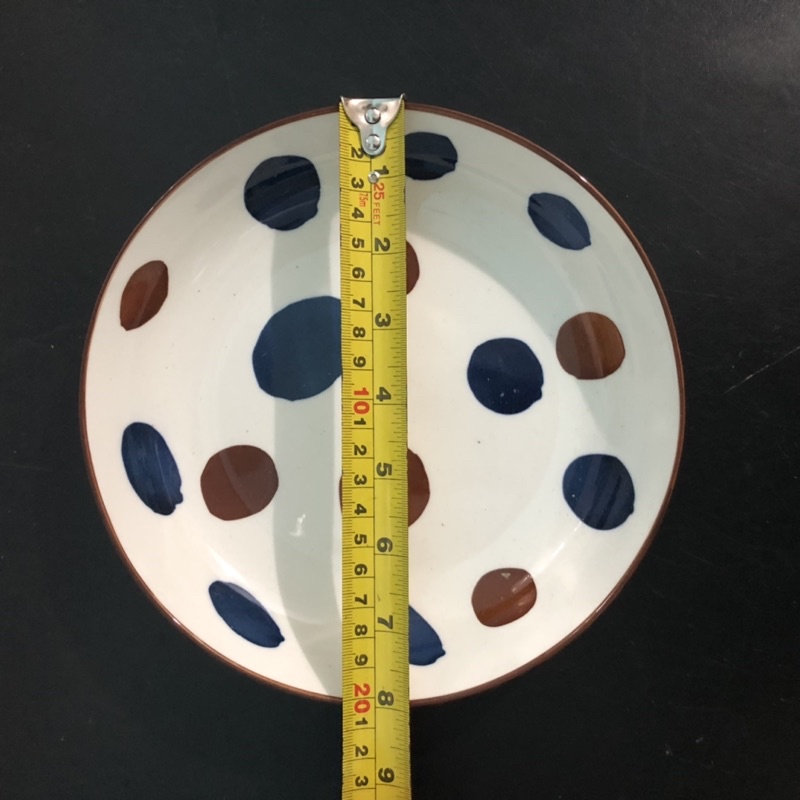 P 97 Piring Keramik Motif Dot 20cm Tanggung Cekung Jepang Korea Style-4