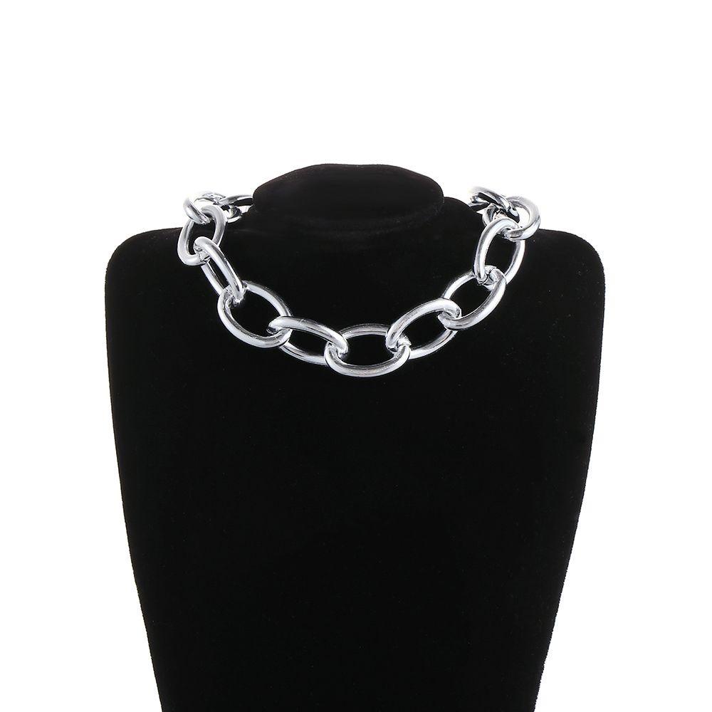 Preva Choker Perhiasan Warna Silver Gold Hip Hop Link Rantai