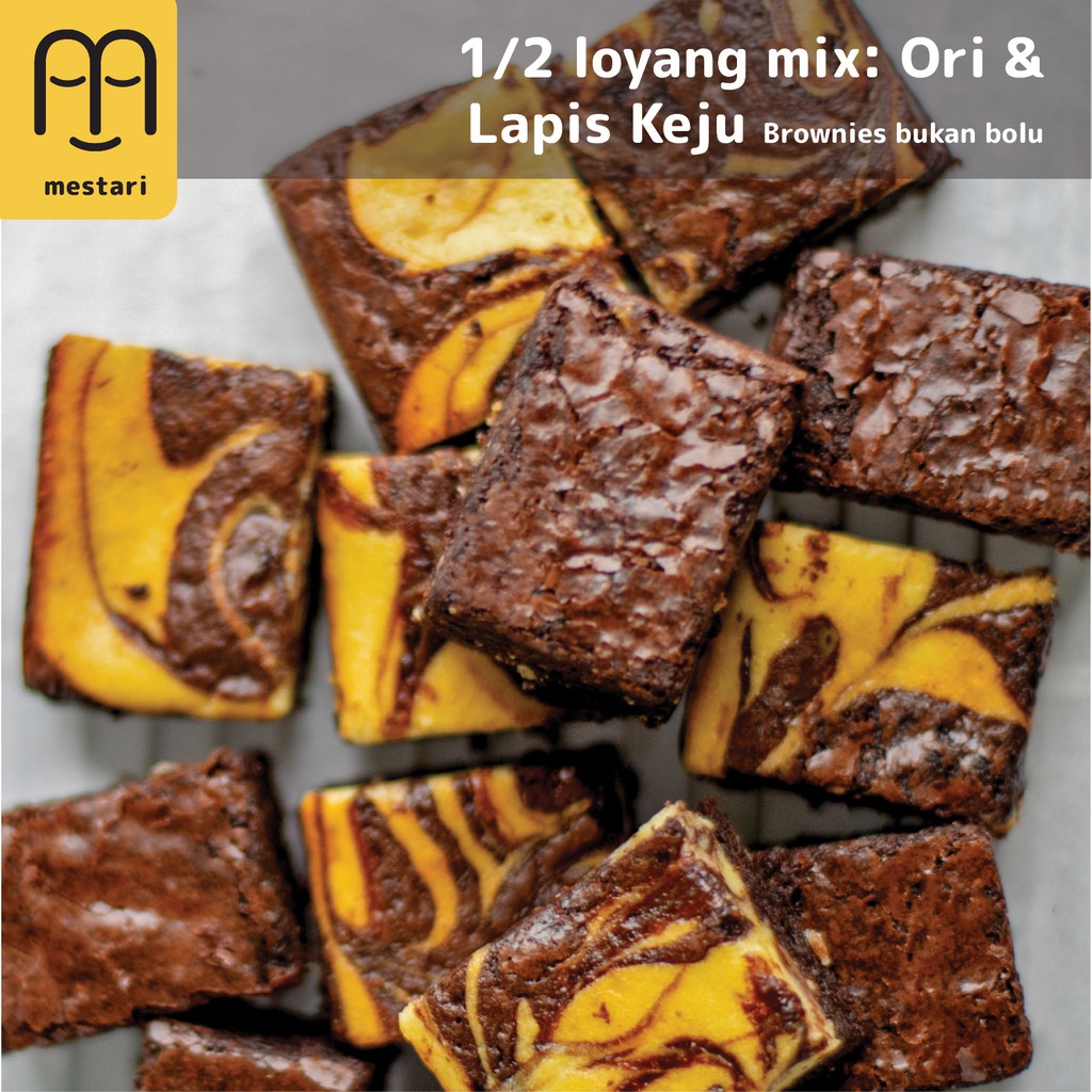 

BROWNIES MIX 2 RASA ORIGINAL LAPIS KEJU 1/2 LOYANG Mestari Brownies Bukan Bolu