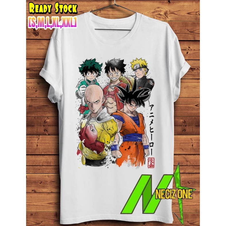 KAOS ANIME JEPANG KEREN KARAKTER DEKU - LUFFY - NARUTO - SAITAMA - GOKU KEREN FULL COLOUR SABLON
