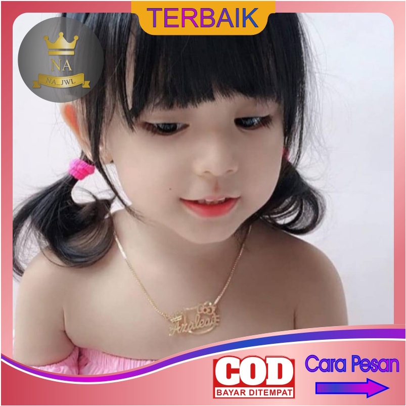 Kalung nama anak perempuan hello kitty titanium anti karat necklace custom lapis emas asesoris KN-05