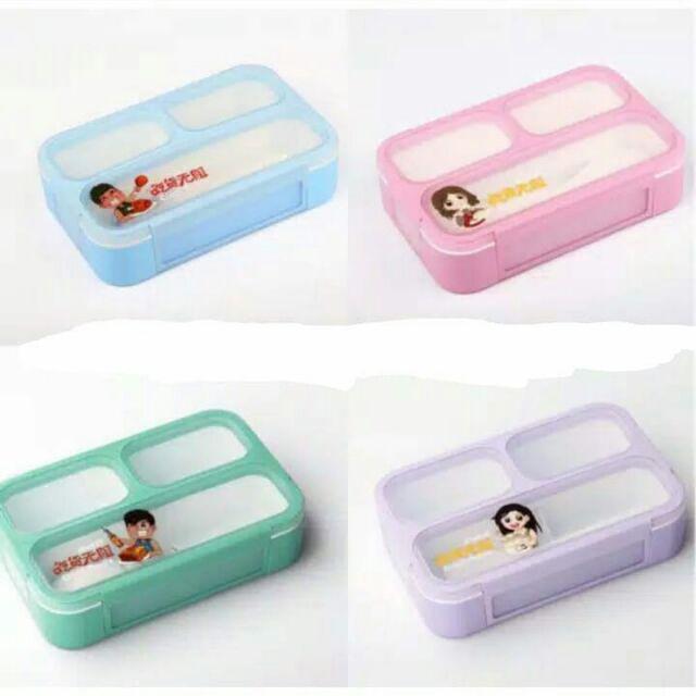 Yooyee Mini Kotak Makan Lunch Box Yooyee Mini Sekat 3 Mini Yooyee 606 F1