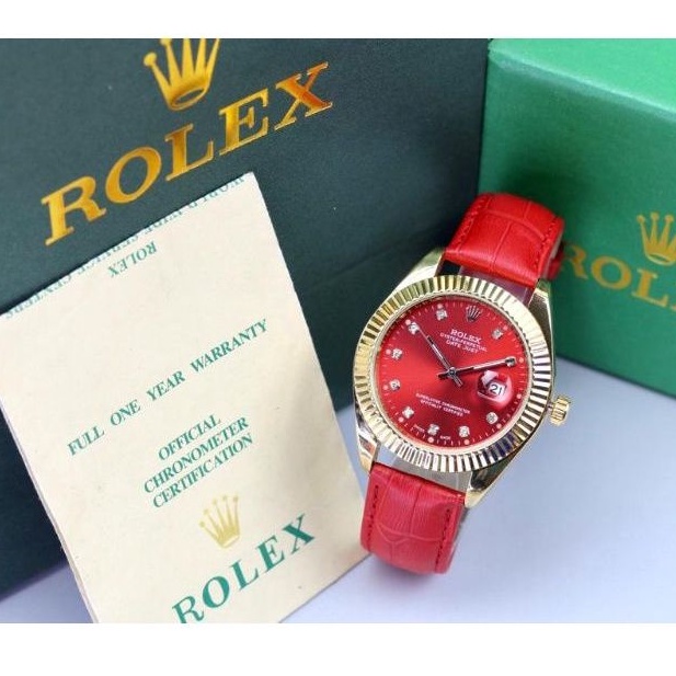 [COD] Jam Tangan Wanita ROLEX 9563P DATEJUST Tali Kulit Free Box & Kartu