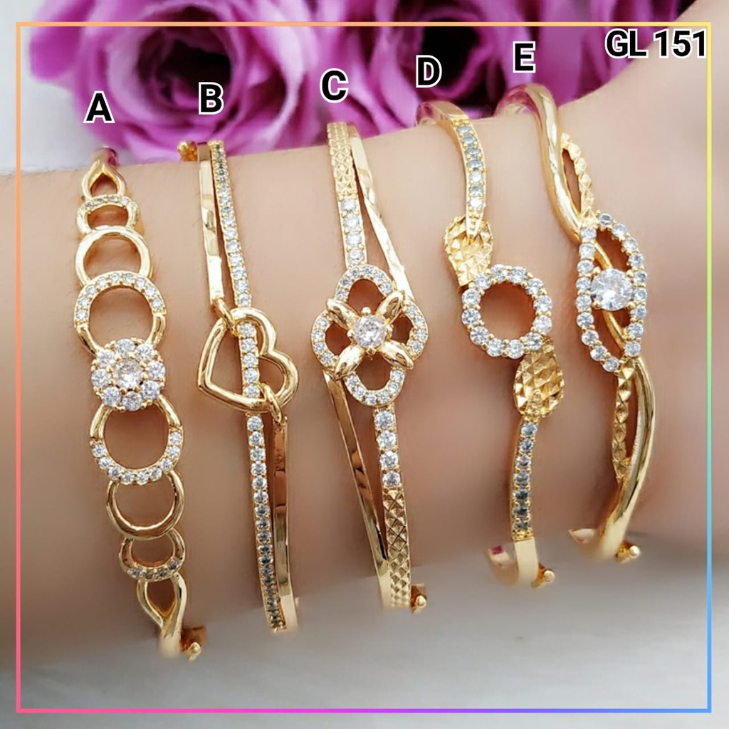 Gelang Xuping gelang dewasa love permata zirkon polos perhiasan lapis emas gold GL 151