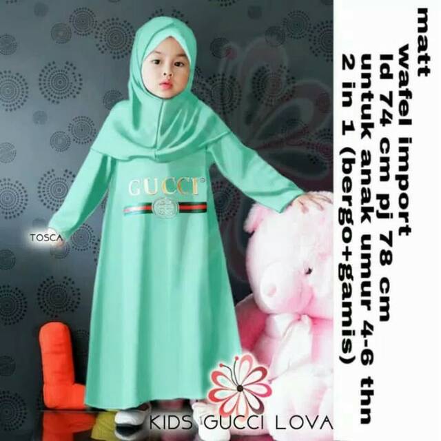 Terbaru gamis/dress anak wanita muslim syn gucci #tosca