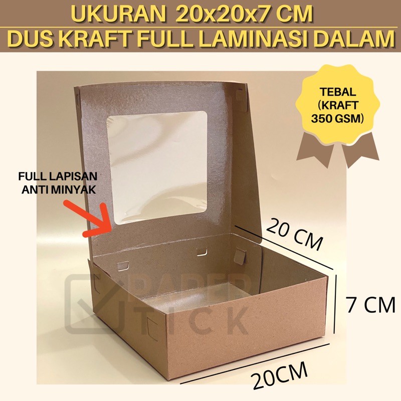 

Dus Kraft Laminasi 20x20x7CM Donat Brownies Box Packaging Kemasan Kardus