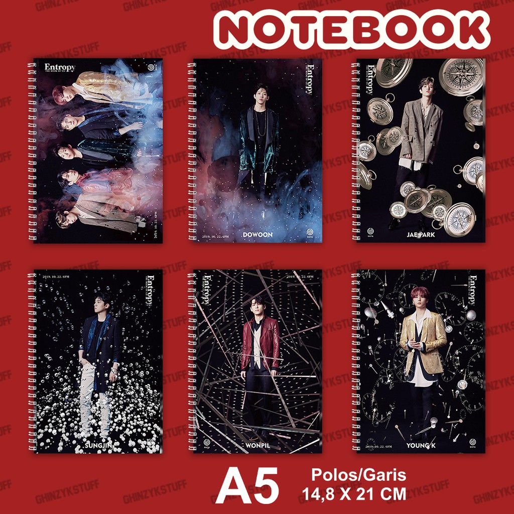 

Notebook KPOP Ukuran A5 14,6 cm x 21 cm DAY 6 The Book Of Us Entropy