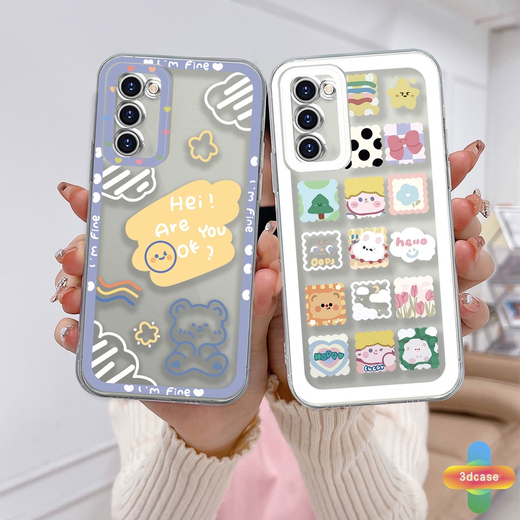 Case HP Samsung A32 A13 A23 A52 A12 A03 A51 A03S A10S A50 A20S J7 Prime A02S A20 A50S A10 A30S A52S A30 M12 M01S A125 F12 M10S M40S A515F A207F M02S A025 F02S 11 12 13  7 8 6 Plus Cute Cartoon Cloud  Bear Transparent Case