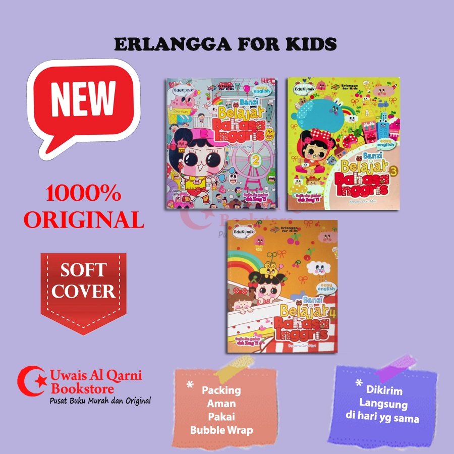 BEST SELLER ORIGINAL EDUKOMIK BANZI BELAJAR BAHASA INGGRIS 2,3,4 - JONG ERLANGGA FOR KIDS