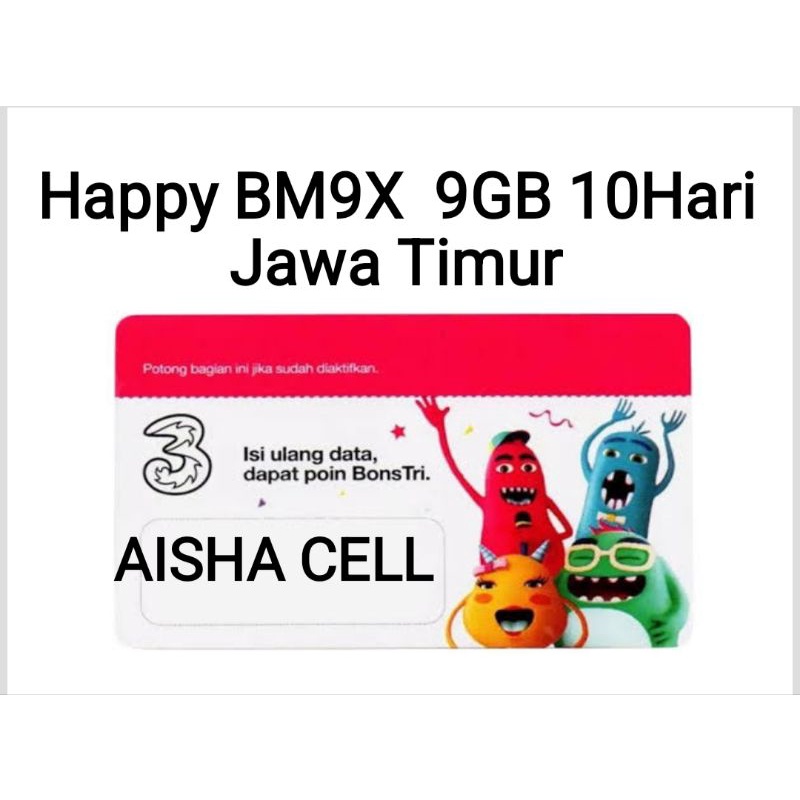 Voucher 3 Tri Three Happy 9 GB 10 Hari BM9X
