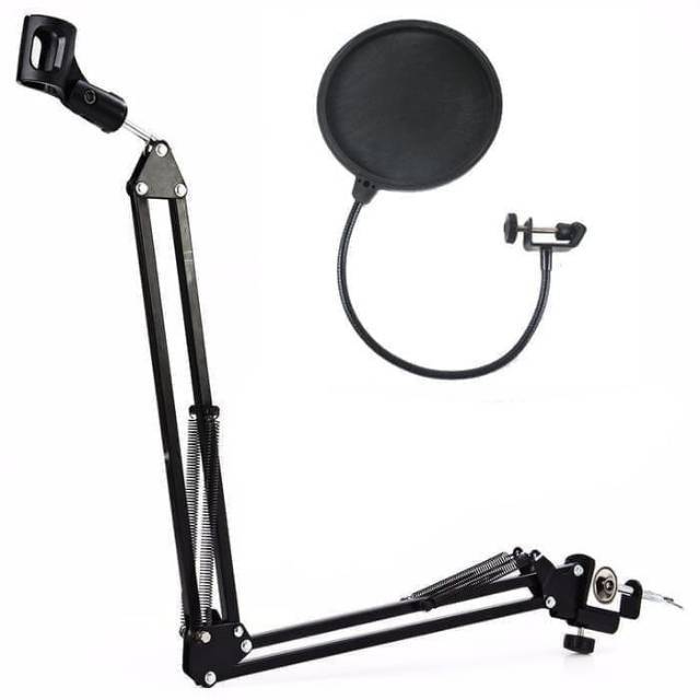 Paket Komplit Mic BM8000 Soundcard Mixer V8 Stand Arm Pop Filter Rekaman Terbaik