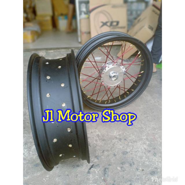 Sepaket Velg Lebar Vixion New - Vixion Old - Byson - Scorpio Dll - Paket Velg Tromol Jari2 Satu Set