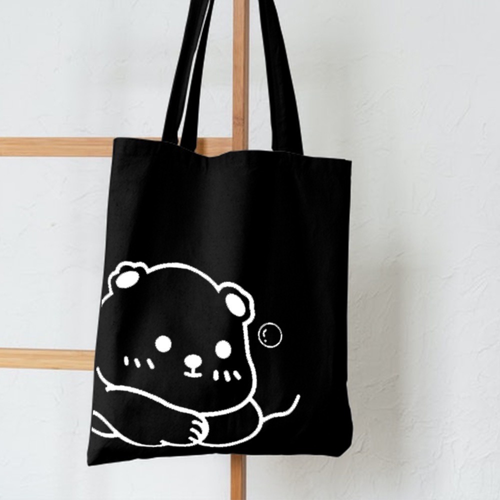 TERLARIS! FLASH SALE 4.4 - [RESLETING] SEMI KANVAS BERUANG BALON RESLETING UKURAN 33x38 CM | TOTEBAG HITAM | TOTEBAG KREM | TOTEBAG KHAKI | TOTEBAG BIRU MUDA | TOTEBAG PINK | TOTEBAG NAVY | TOTEBAG MAROON ATAU MERAH