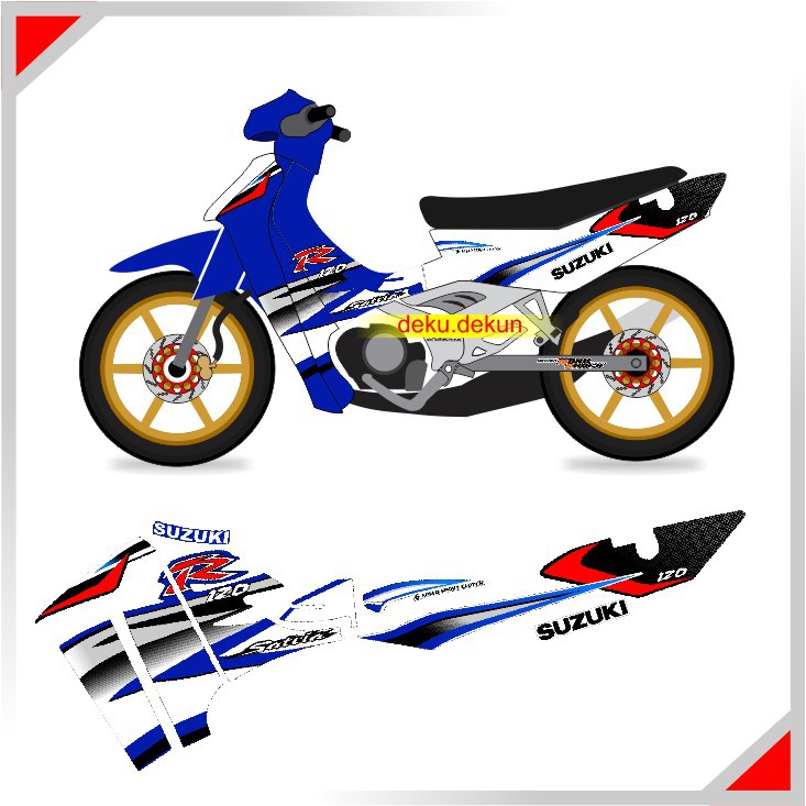 Striping Suzuki Satria R Lumba Variasi Biru Putih