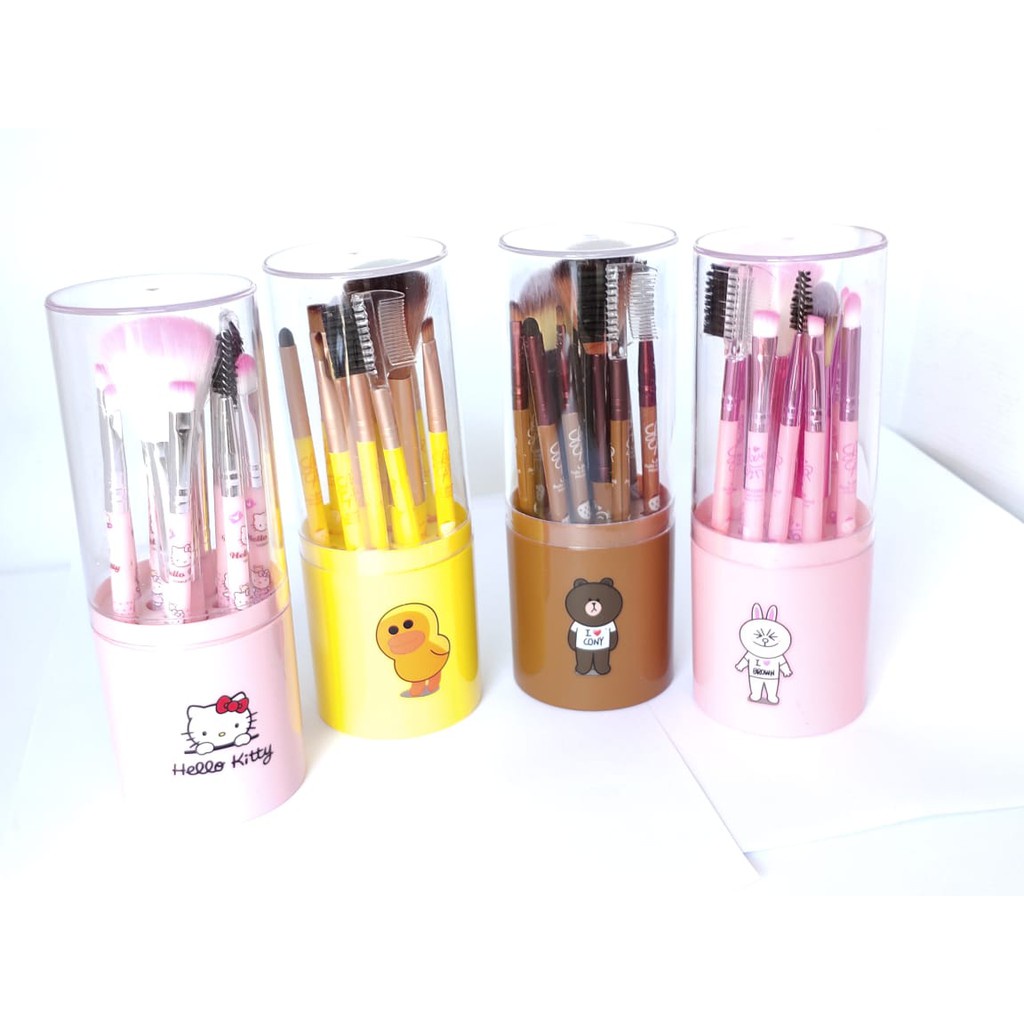 Kuas set Tabung Line Karakter &amp;  Hello Kitty  Kuas Make Up Karakter Set