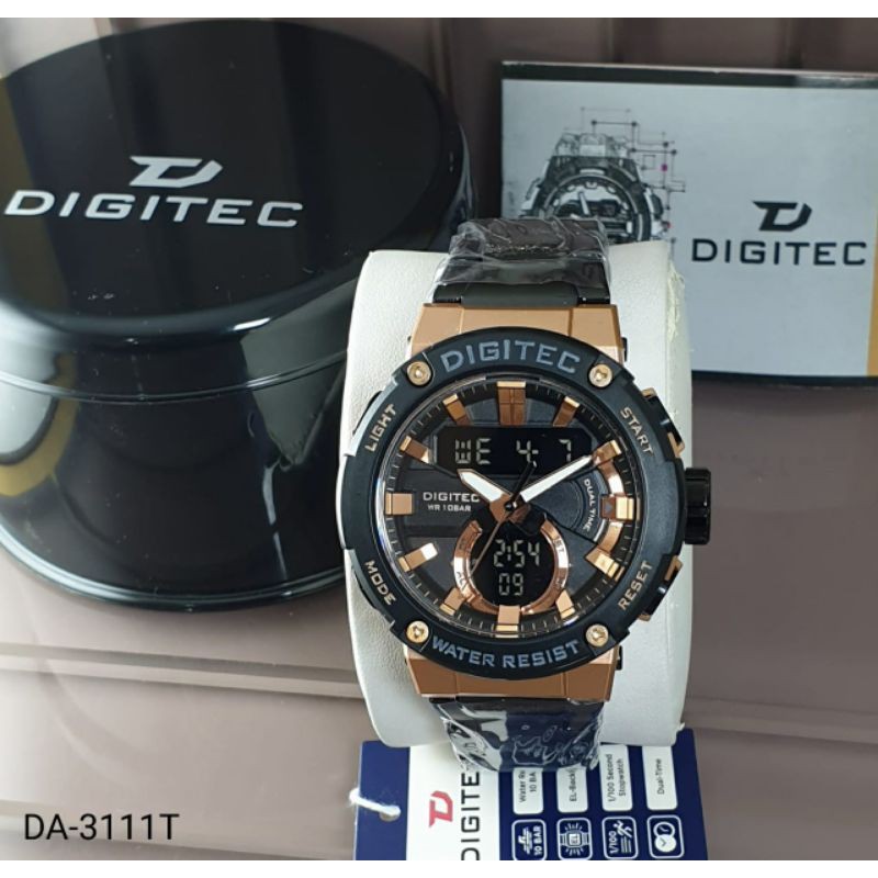 COD Jam Tangan Pria Digitec Original DA-3111T Rantai Stainless Tahan Air Gratis Ongkir COD