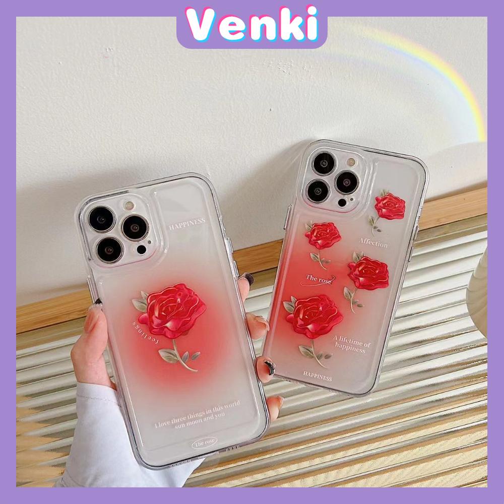 iPhone Case Luxury Silicone Soft Case Clear Case Shockproof Protection Camera Red Rose Flower Compatible For iPhone 11 iPhone 13 Pro Max iPhone 12 Pro Max iPhone 7Plus iPhone xr