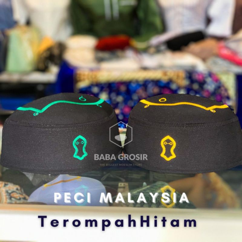 Peci Malaysia Hitam | Peci Terompah Hitam | Peci Malaysia Terompah