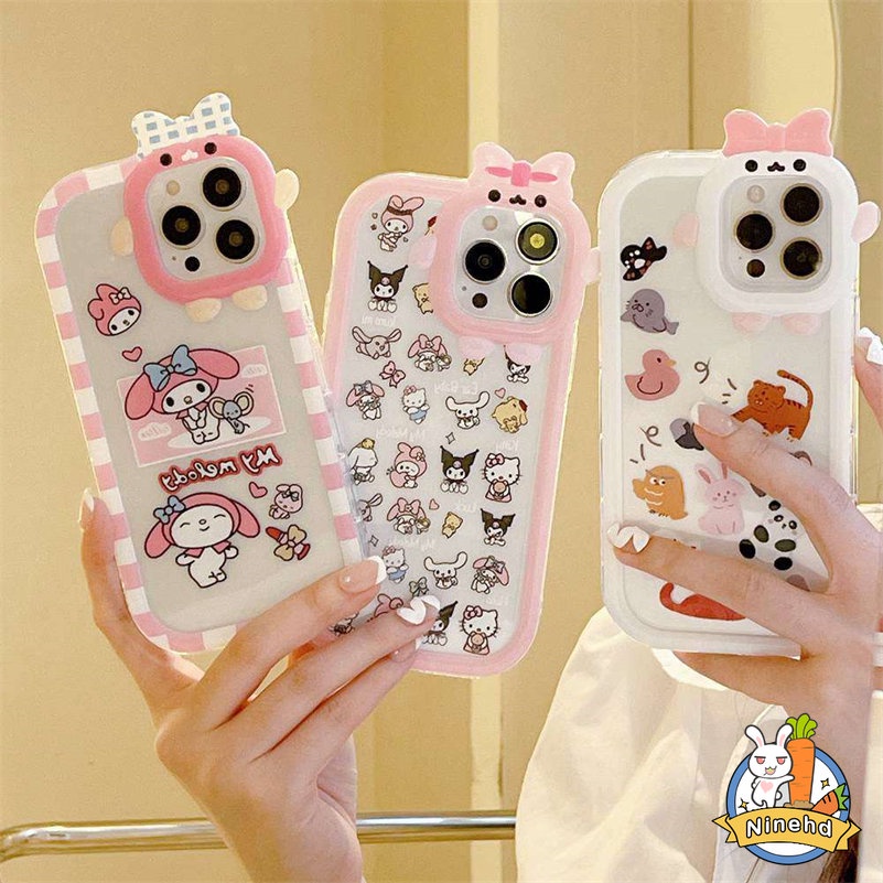 Case Pelindung Lensa Shockproof Motif Kartun Monster Kecil Untuk iPhone 14 13 12 11 Pro Max X Xr Xs Max 7 8 6 6s Plus SE 2020